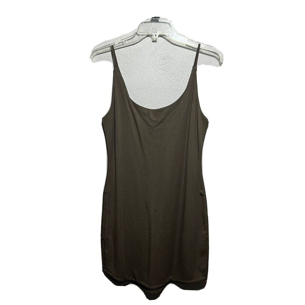 Privacy Please Taupe Spaghetti Strap Dress Sz M Bodycon Lined NWOT